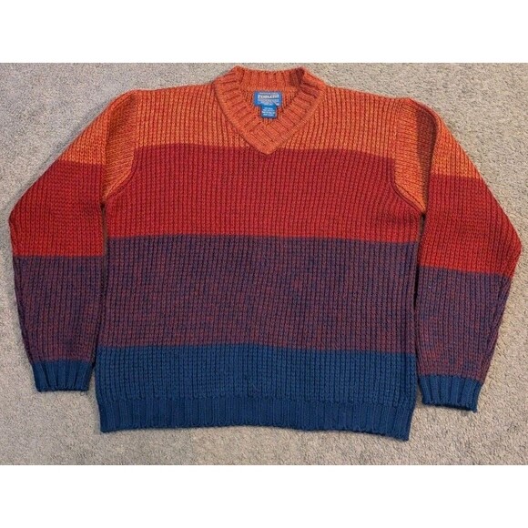 Pendleton Colorblock Wool Acrylic Blend Pullover V-Neck Sweater Men's XL - Picture 1 of 6